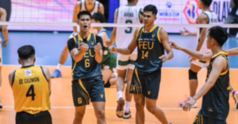 FEU climbs final four ladder with four-set win vs DLSU